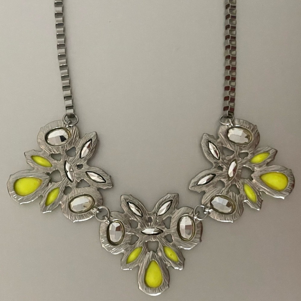 Express Neon Yellow Rhinestone Statement Necklace - image 5